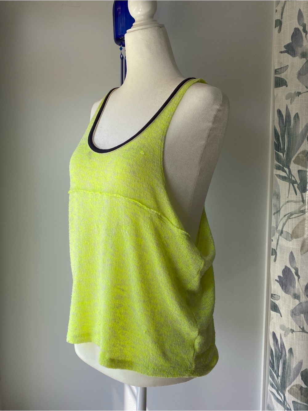 Free People Sporty Beachy Neon Yellow Marl Knit Racerback Tank Top xs - Picture 2 of 13